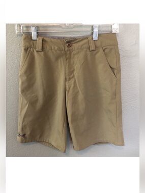 Under Armour Boys Tan Golf School Uniform Shorts Medium
